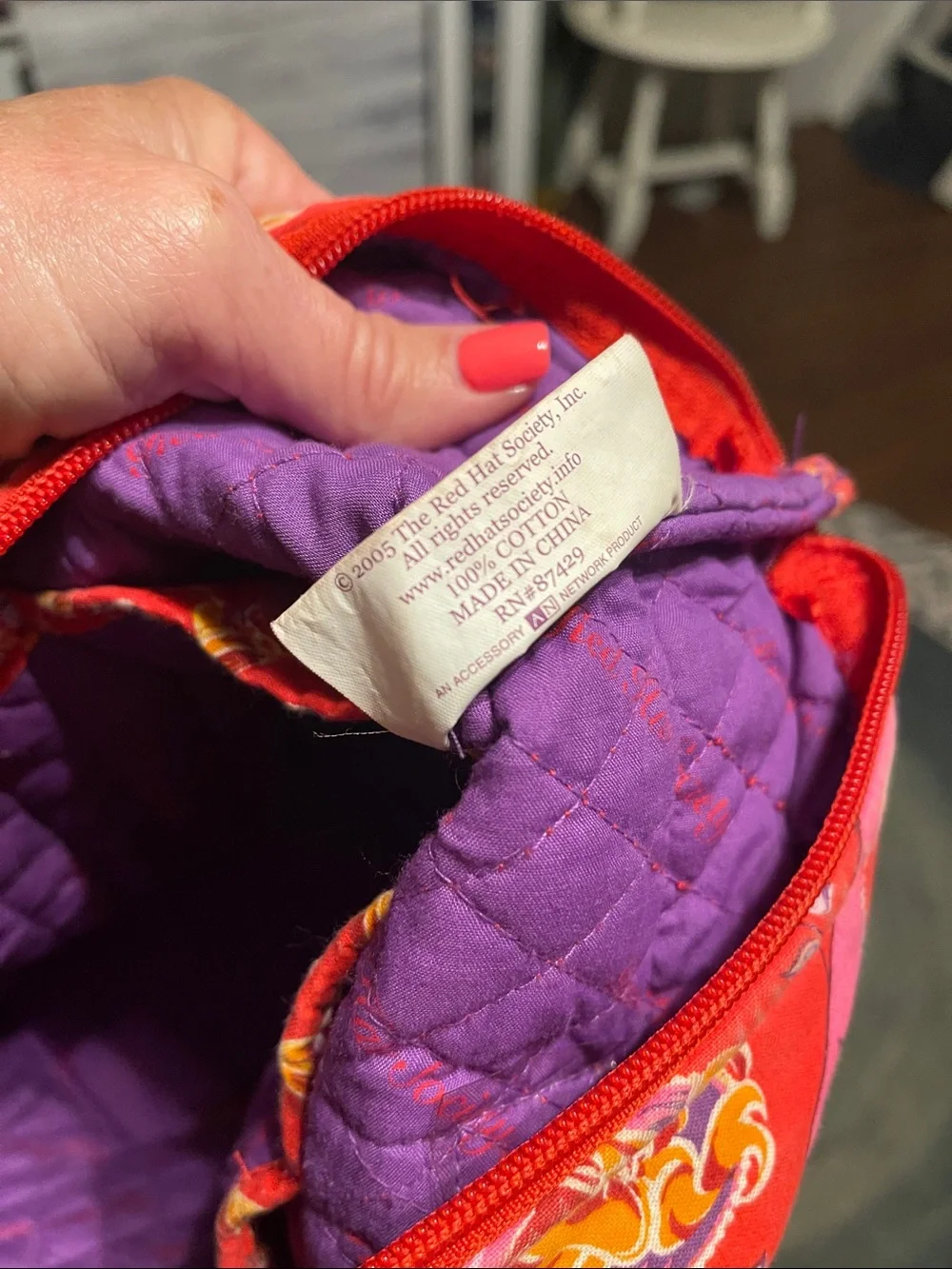 Vintage 2005 Quilted Red Hat Society Tote/Purse/Bag
